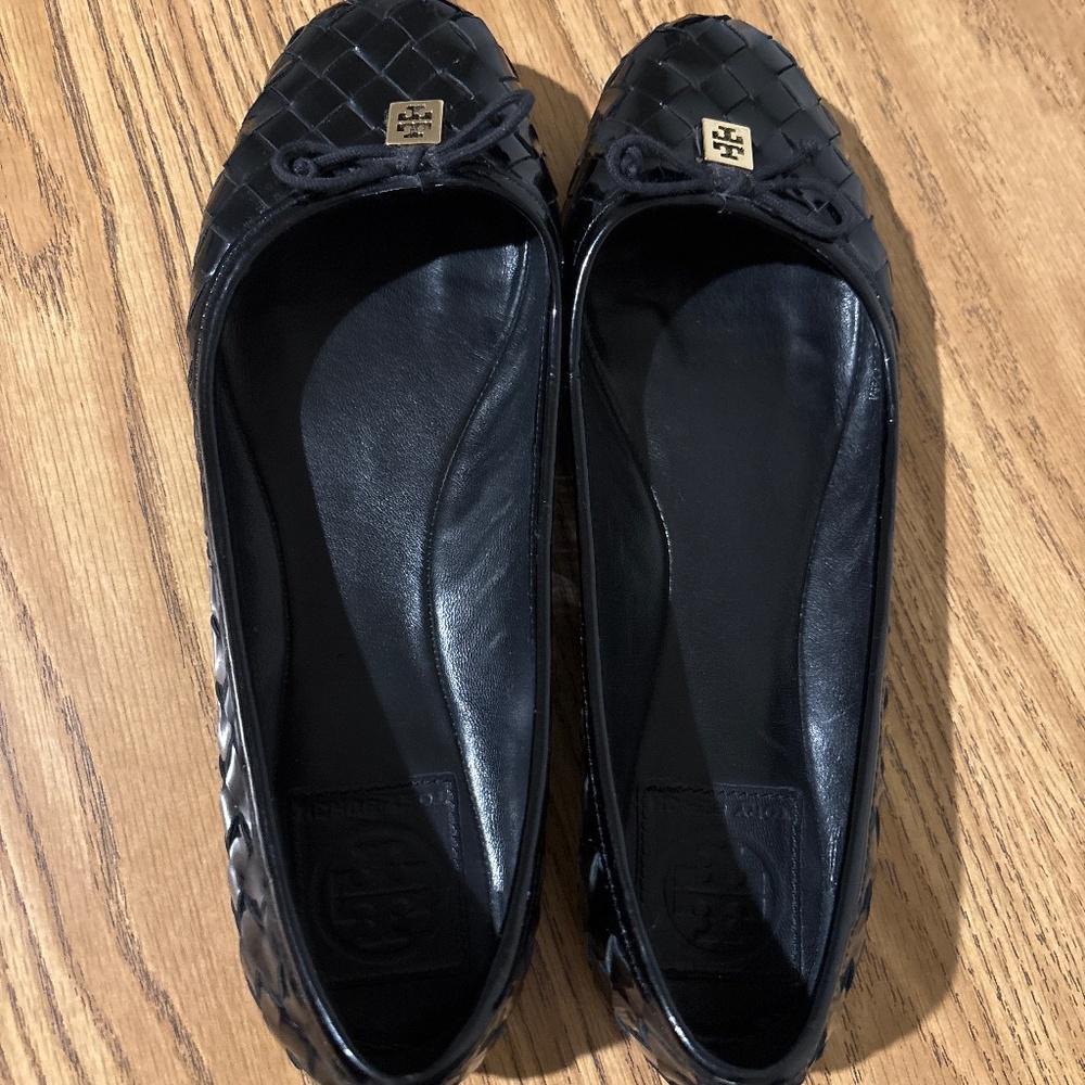 Tory Burch leather woven ballet flats